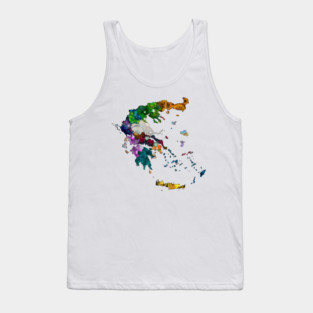 Spirograph Patterned Greece Provinces Map Tank Top