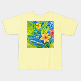 Tropical Flowers Three Kids T-Shirt