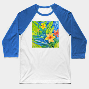 Tropical Flowers Three Baseball T-Shirt