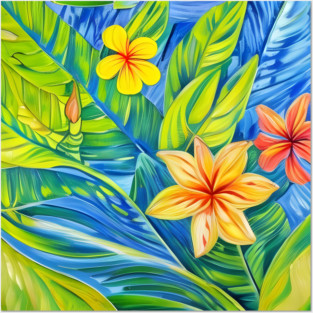 Tropical Flowers Three Posters and Art