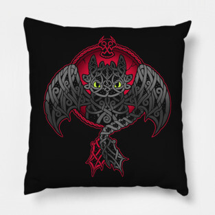 Viking Fury // Toothless Dragon, Knotwork, Norse Pillow