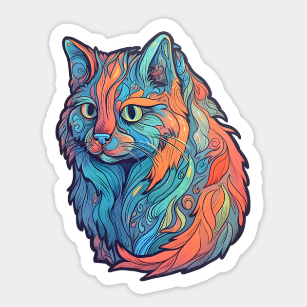 Rainbow Fur Swirl Cat Magnet by Luxinda