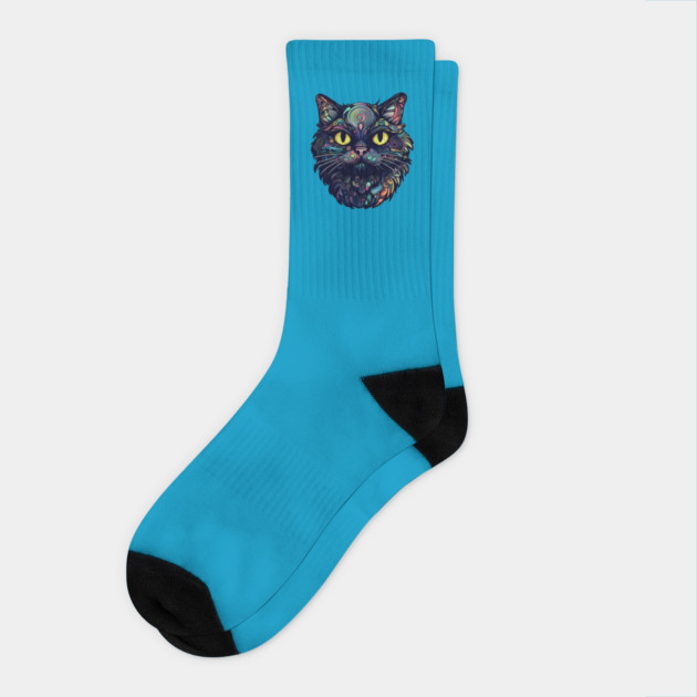 Dark Swirling Rainbow Fur Kitty Socks by Luxinda
