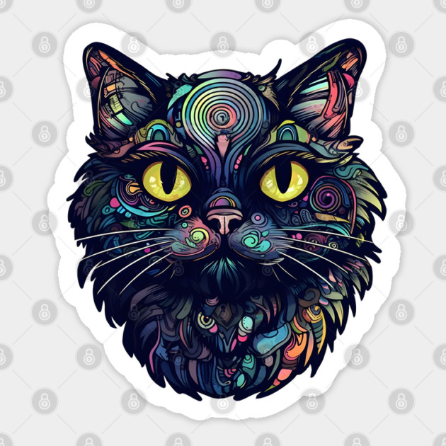 Dark Swirling Rainbow Fur Kitty Sticker by Luxinda