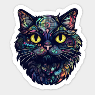 Dark Swirling Rainbow Fur Kitty Magnet