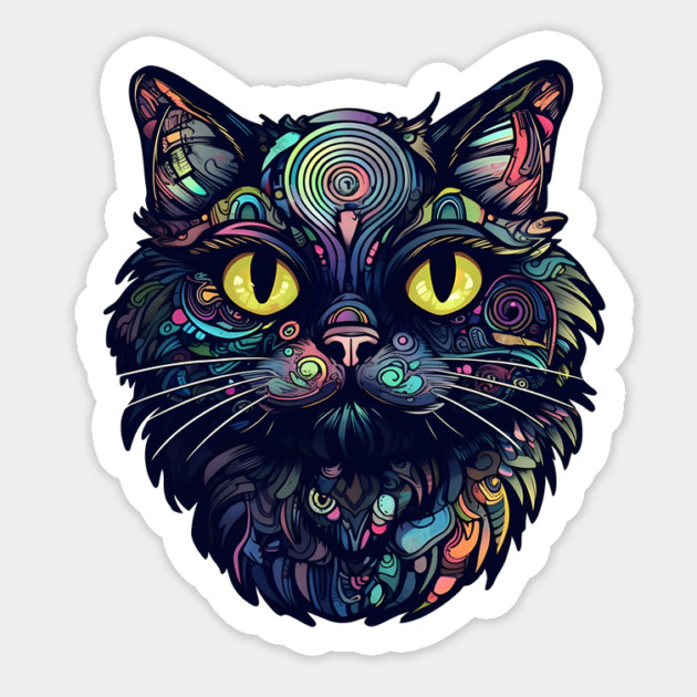 Dark Swirling Rainbow Fur Kitty Magnet by Luxinda