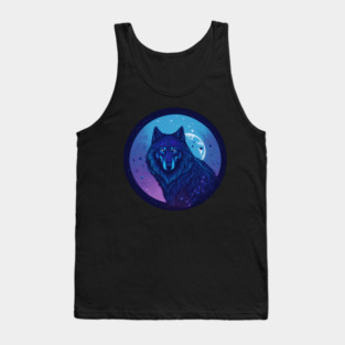 We Are All Made of Stardust - Dark Blue Wolf Design Tank Top