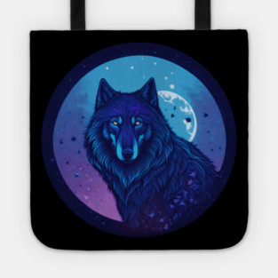 We Are All Made of Stardust - Dark Blue Wolf Design Tote