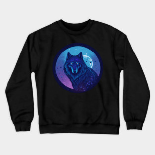 We Are All Made of Stardust - Dark Blue Wolf Design Crewneck Sweatshirt