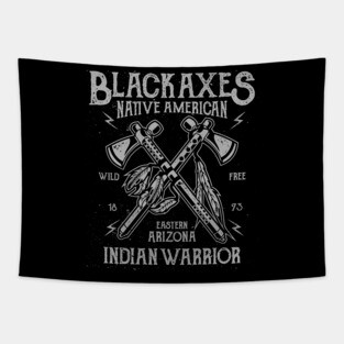 Black Axes Indian Warriors Native Americans Tapestry