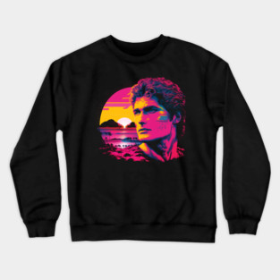 Synthwave David Hasselhoff Crewneck Sweatshirt