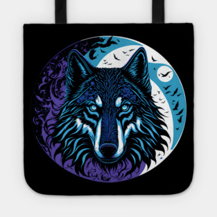 The Wolf in the Full Moon Accompanied by a Murder of Crows Tote
