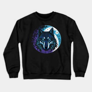The Wolf in the Full Moon Accompanied by a Murder of Crows Crewneck Sweatshirt