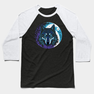 The Wolf in the Full Moon Accompanied by a Murder of Crows Baseball T-Shirt