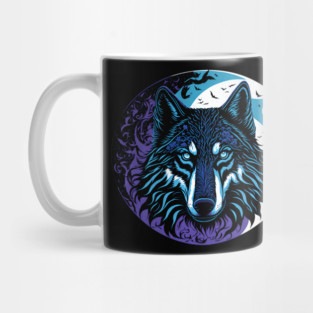 The Wolf in the Full Moon Accompanied by a Murder of Crows Mug