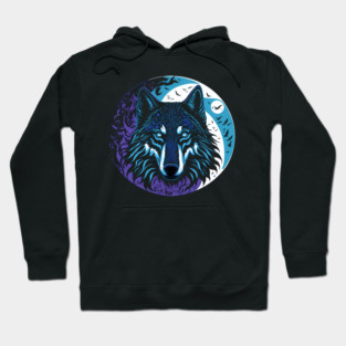 The Wolf in the Full Moon Accompanied by a Murder of Crows Hoodie