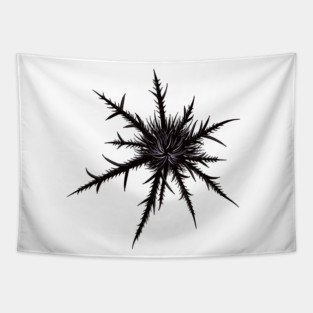 Dry Thistle With Sharp Thorns Gothic Botanical Art Tapestry
