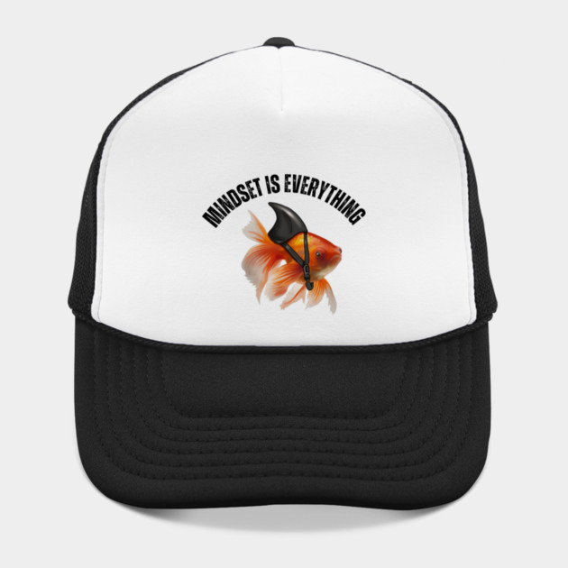 Mindset Motivational quote Cute Goldfish Shark by logiamerch