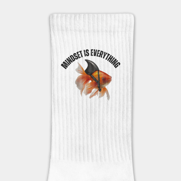 Mindset Motivational quote Cute Goldfish Shark by logiamerch