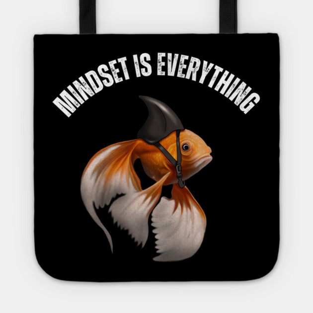 Mindset Motivational quote Cute Goldfish Shark Tote by logiamerch