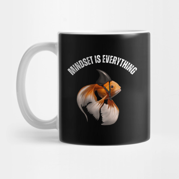 Mindset Motivational quote Cute Goldfish Shark by logiamerch