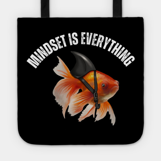 Mindset Motivational quote Cute Goldfish Shark Tote by logiamerch