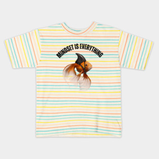 Mindset Motivational quote Cute Goldfish Shark Kids T-Shirt
