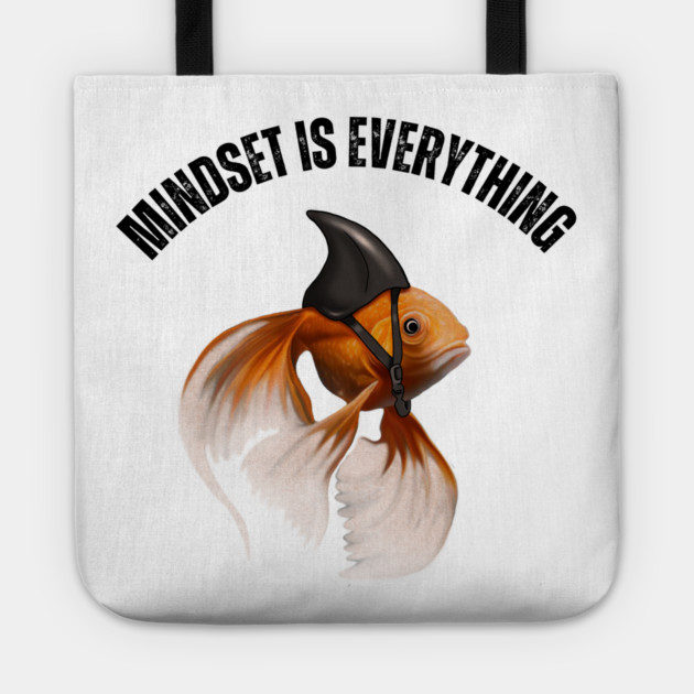 Mindset Motivational quote Cute Goldfish Shark Tote by logiamerch