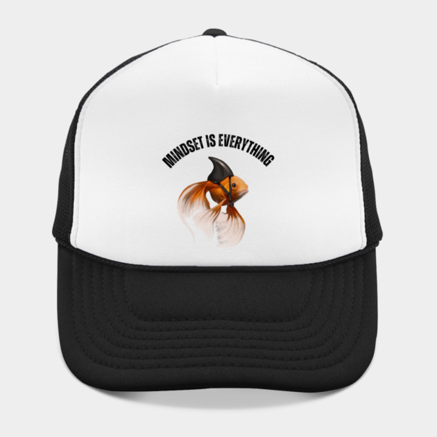 Mindset Motivational quote Cute Goldfish Shark by logiamerch