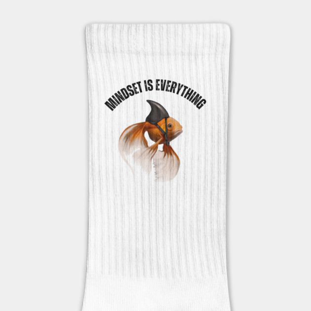 Mindset Motivational quote Cute Goldfish Shark by logiamerch