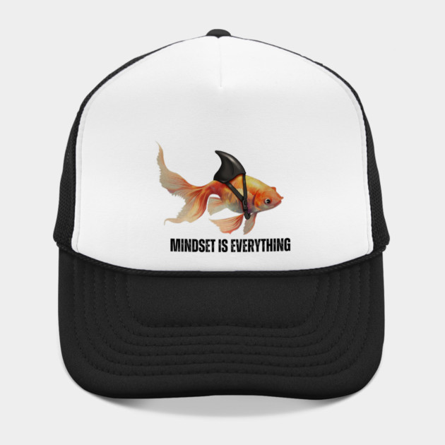 Mindset Motivational quote Cute Goldfish Shark by logiamerch