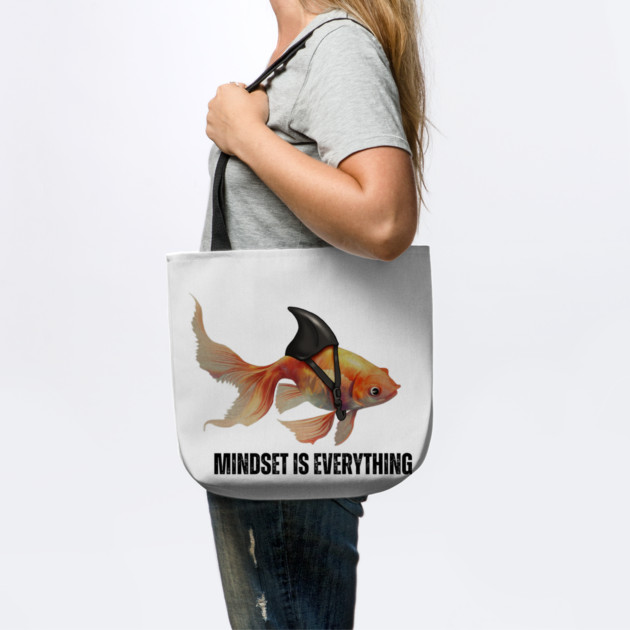 Mindset Motivational quote Cute Goldfish Shark by logiamerch