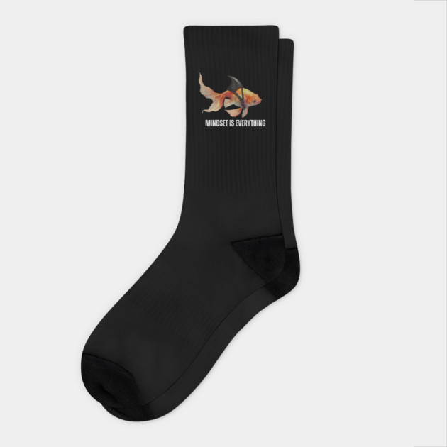 Mindset Motivational quote Cute Goldfish Shark Socks by logiamerch