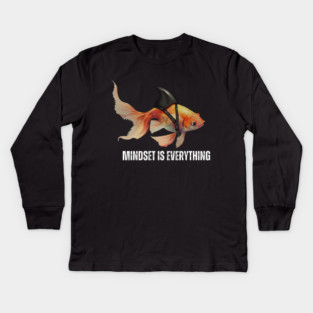 Mindset Motivational quote Cute Goldfish Shark Kids Long Sleeve T-Shirt
