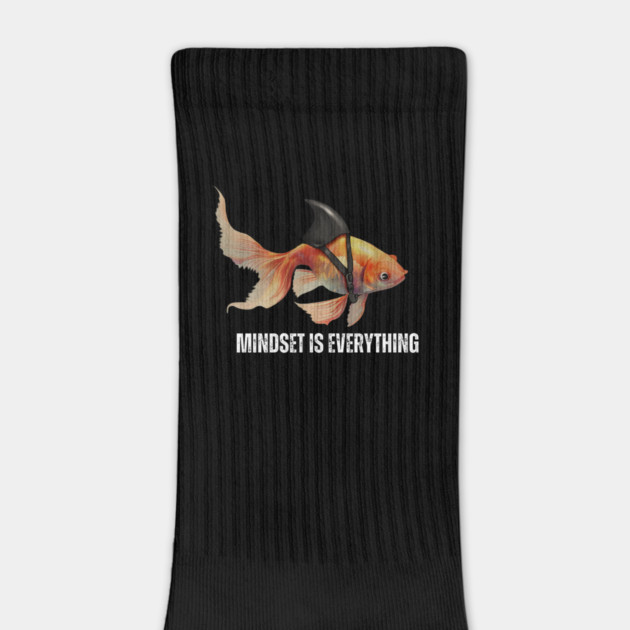 Mindset Motivational quote Cute Goldfish Shark by logiamerch