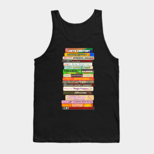 Banned Books Stack - Reasons Books are Challenged Tank Top