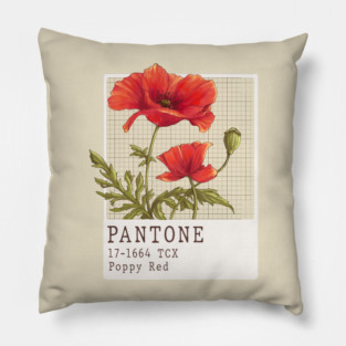 Pantone Poppy red flower Pillow