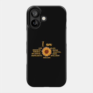 I am a powerful Black woman, sunflower Phone Case