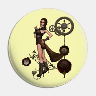 Wonderful steampunk lady Pin