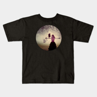 Woman with a crow Kids T-Shirt