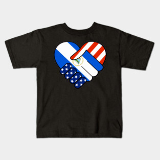 Nicaragua Flag Spanish Teacher Hispanic Latino Flag USA Flag Handshake Kids T-Shirt