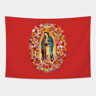 Our Lady of Guadalupe Mexican Virgin Mary Saint Mexico Catholic Mask Tapestry