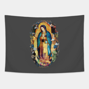 Our Lady of Guadalupe Virgin Mary and Angels Tapestry