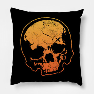 Orange Crush Skull Pillow