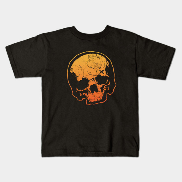 Orange Crush Skull Kids T-Shirt by Tommy Devoid