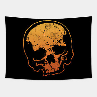 Orange Crush Skull Tapestry