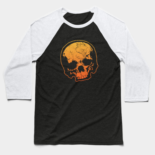 Orange Crush Skull Baseball T-Shirt by Tommy Devoid