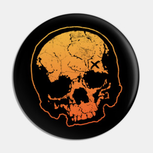 Orange Crush Skull Pin