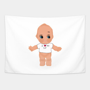 I heart my cat kewpie baby Tapestry