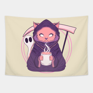 Grim reaper cat Tapestry